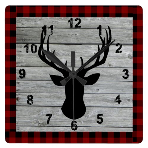 Rustic Wood Old Fashion Christmas Vintage Country Square Wall Clock