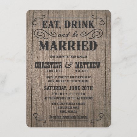 Rustic Wood Old Western Wedding Invitations