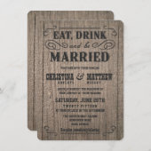 Rustic Wood Old Western Wedding Invitations (Front/Back)