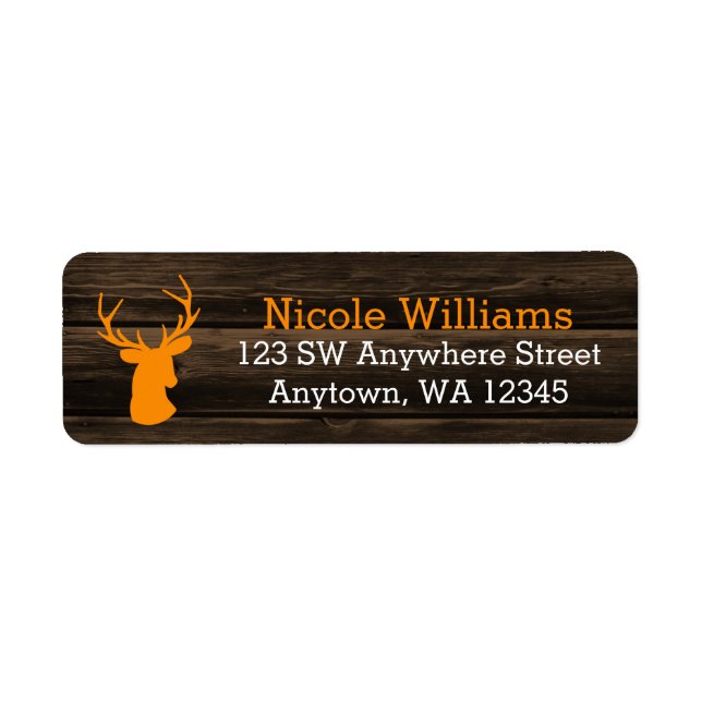 Rustic Wood Orange Buck Deer Label (Front)