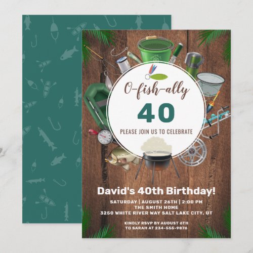 Rustic Wood Outdoor Fishing Birthday Invitation