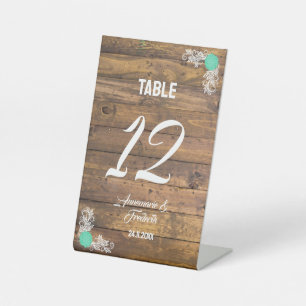 Rustic Wood Outdoor Wedding Place Card Pedestal Sign