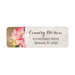 Rustic Wood & Painted Pink Hibiscus Flower Country Label