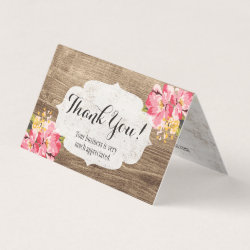 Rustic Wood & Painted Pink Hibiscus Thank You