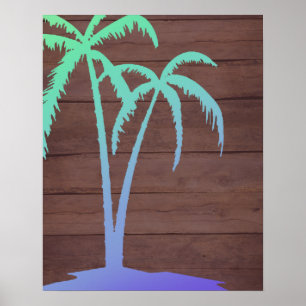 Rustic Wood Palm Tree Poster