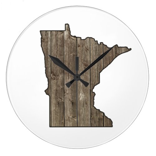 Rustic Wood Panel Barn Cottage Minnesota State Large Clock