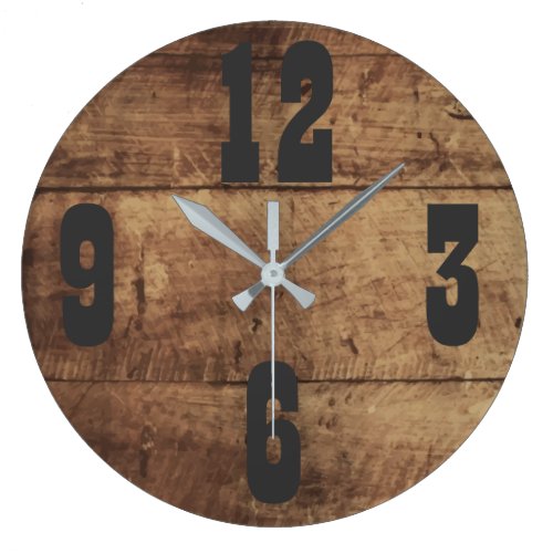 Rustic Wood Panel Large Clock