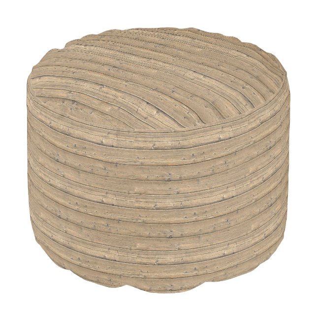 Rustic Wood Panels Effect Pouf (Angled Front)