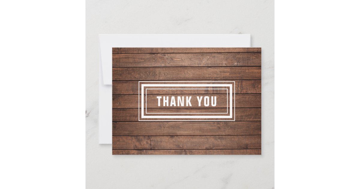 Thank You Rize Panel Rustic Wood Panels Simple Modern Thank You Card | Zazzle