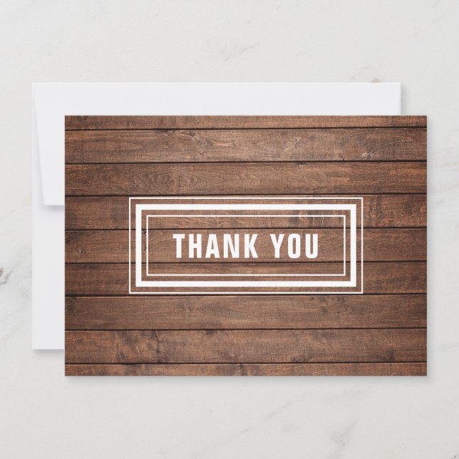 Rustic Wood Panels Simple Modern Thank You Card (Front)