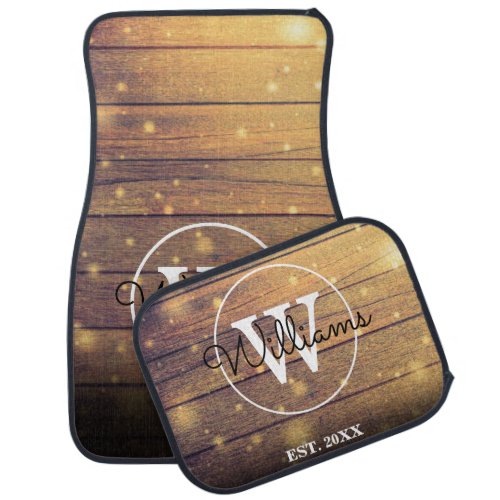 Rustic Wood Panels Stylish Monogram Car Floor Mat