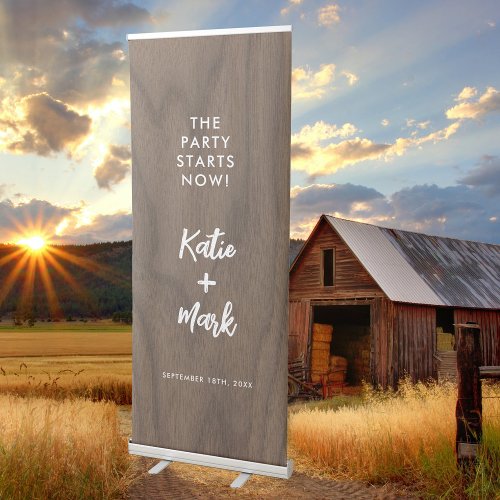 Rustic Wood Party Starts Now Wedding Welcome Sign