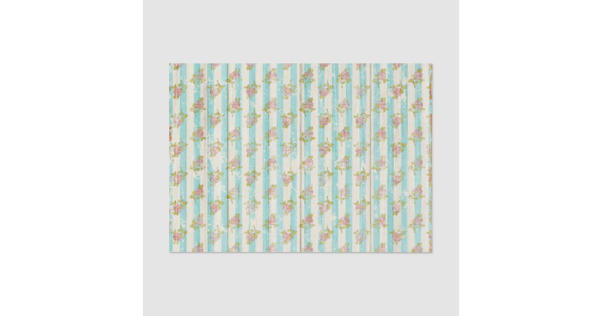 Rustic Wood Pastel Blue Floral Shabby Cottage Chic Tissue Paper | Zazzle