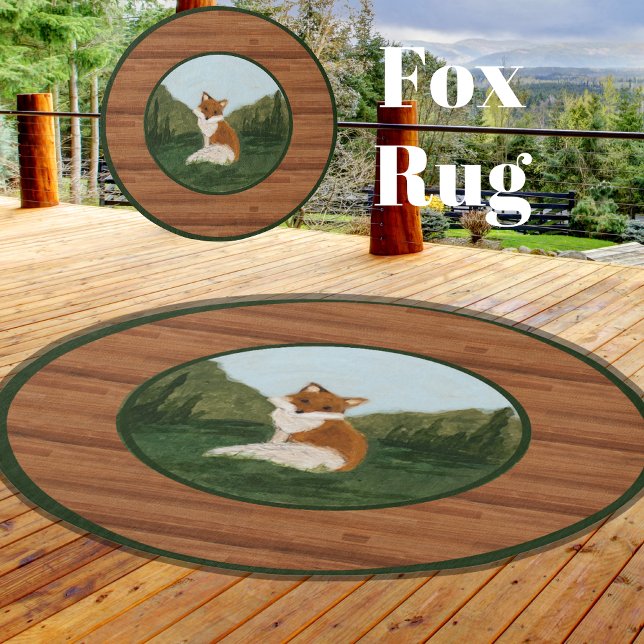 Rustic Wood Pattern Fox Impressionist Painting Rug (Creator Uploaded)