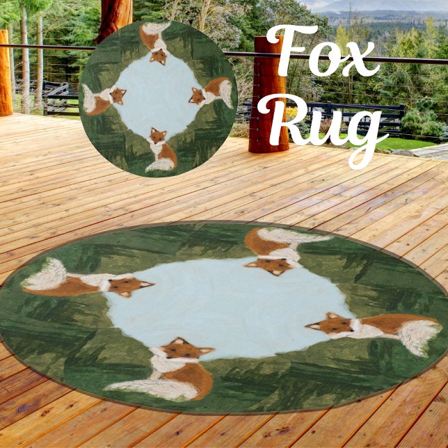 Rustic Wood Pattern Fox Impressionist Painting Rug (Creator Uploaded)