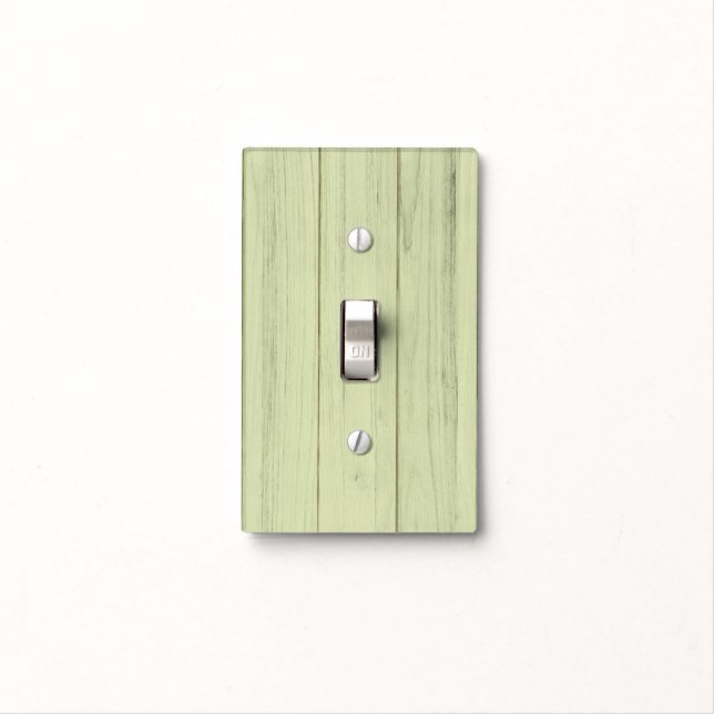 Rustic Wood Pattern Sage Green Shabby Chic Painted Light Switch Cover (In Situ)