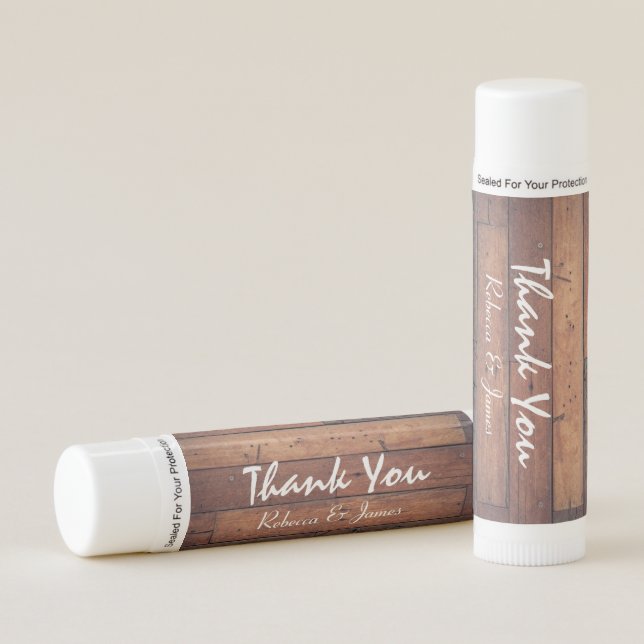Rustic Wood Pattern Thank You Lip Balm (Front)