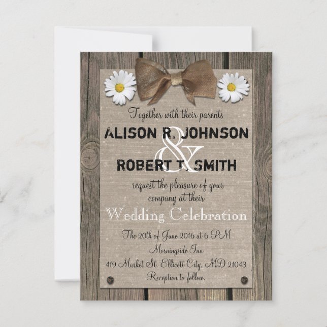 Rustic Wood Pattern Wedding Invitation (Front)