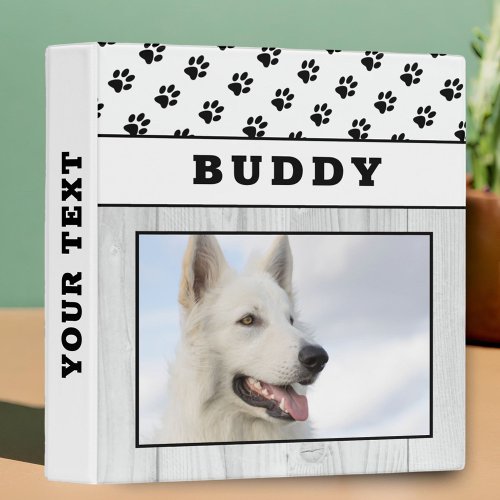 Rustic Wood Paw Keepsake Pet Dog Photo Album 3 Ring Binder