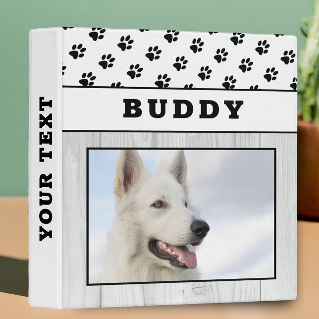 Rustic Wood Paw Keepsake Pet Dog Photo Album 3 Ring Binder (Creator Uploaded)