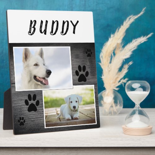 Rustic Wood Paw Print Pet Dog 2 Photo  Plaque