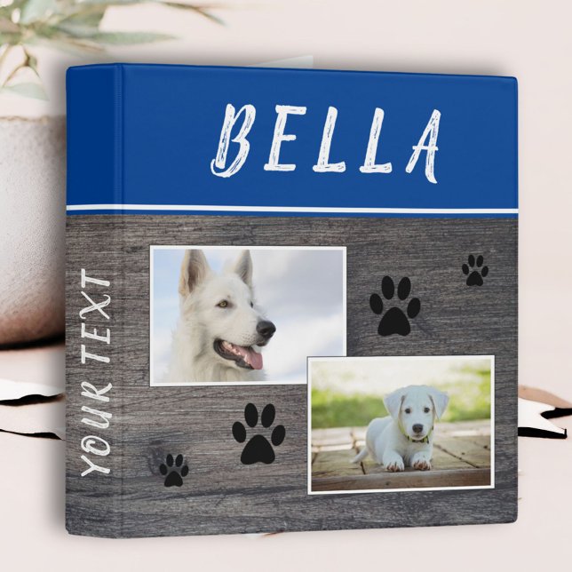 Rustic Wood Paw Print Pet Dog Photo Album 3 Ring Binder (Creator Uploaded)