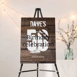 Rustic Wood Personalised 50th Any Birthday Party Foam Board