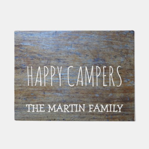 Rustic Wood Personalized Camping   Happy Campers Doormat
