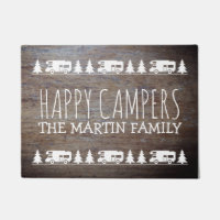 Rustic Wood Personalized Camping | Happy Campers Doormat