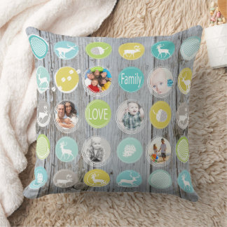 Rustic Wood Personalized Christmas Photo Throw Pillow
