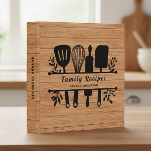 Rustic Wood Personalized Cookbook Family Recipes 3 Ring Binder