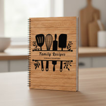 Rustic Wood Personalized Cookbook Family Recipes