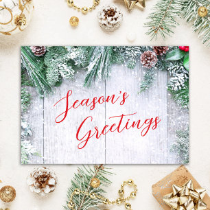 Rustic Wood Personalized Corporate Holiday Card