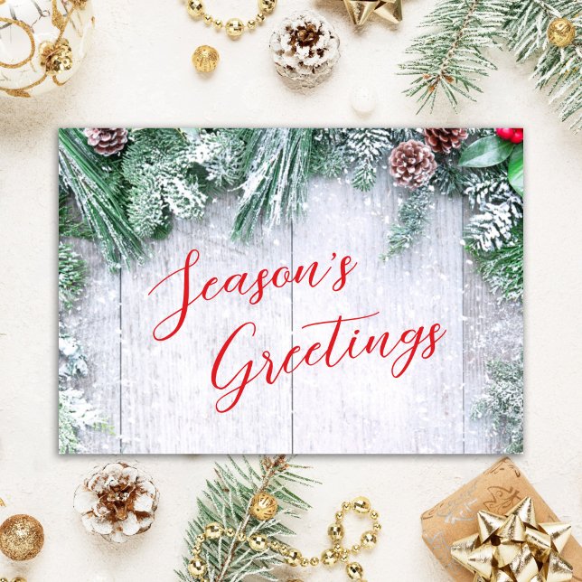 Rustic Wood Personalized Corporate Holiday Card (Creator Uploaded)