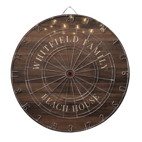 Rustic Wood Personalized Family Beach House Dart Board