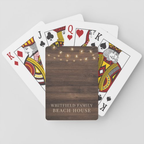 Rustic Wood Personalized Family Beach House Poker Cards