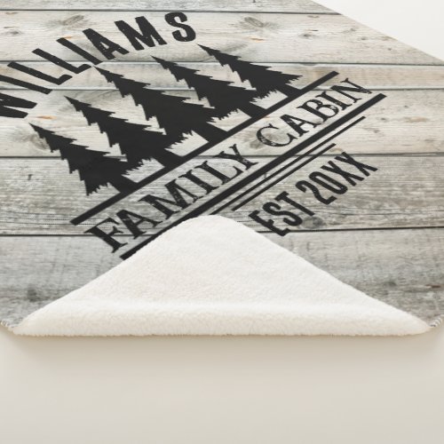 Rustic Wood Personalized Family Cabin Name Est Sherpa Blanket