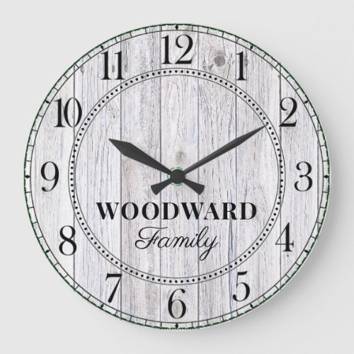 Rustic Wood Personalized Family Name  Large Clock