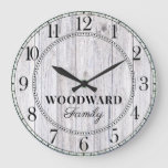 Rustic Wood Personalized Family Name  Large Clock