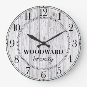 Rustic Wood Personalized Family Name  Large Clock