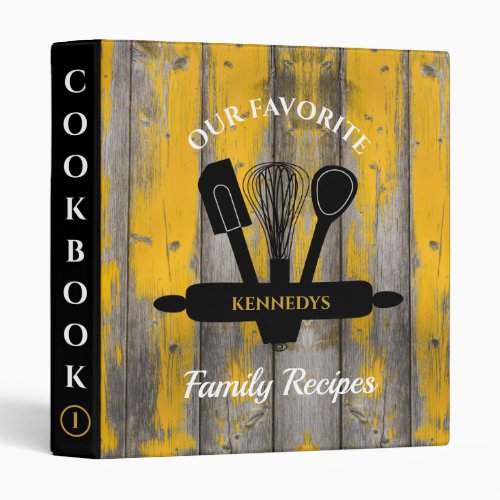 Rustic Wood Personalized Family Recipe Cookbook    3 Ring Binder