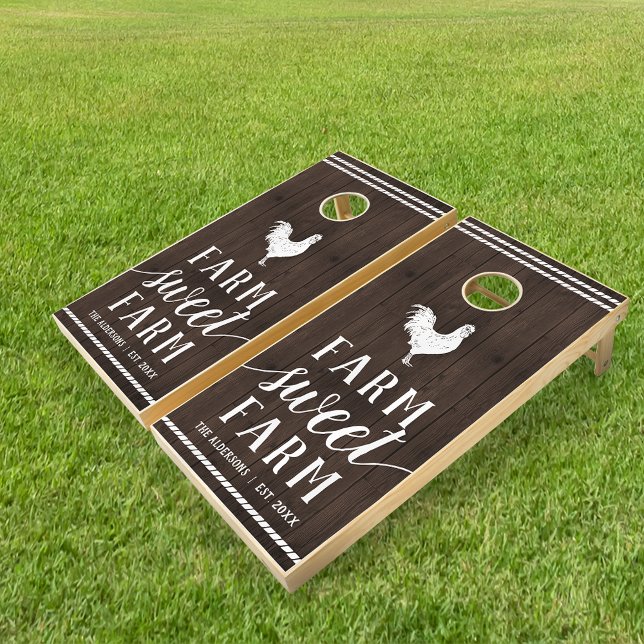 Rustic Wood Personalized Farm Sweet Farm Cornhole Set (Creator Uploaded)