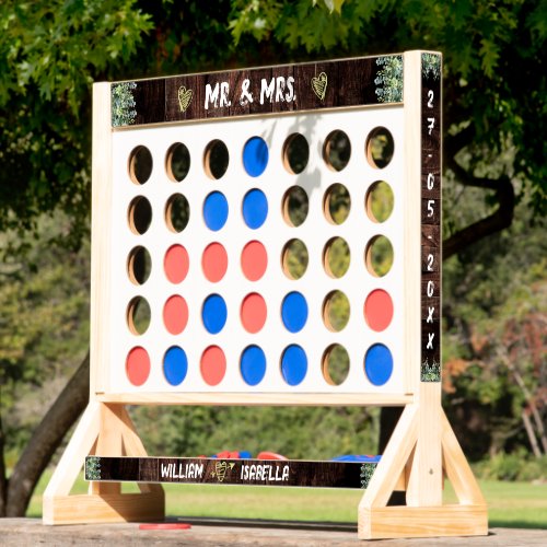 Rustic Wood Personalized Fun Outdoor Wedding Game  Fast Four