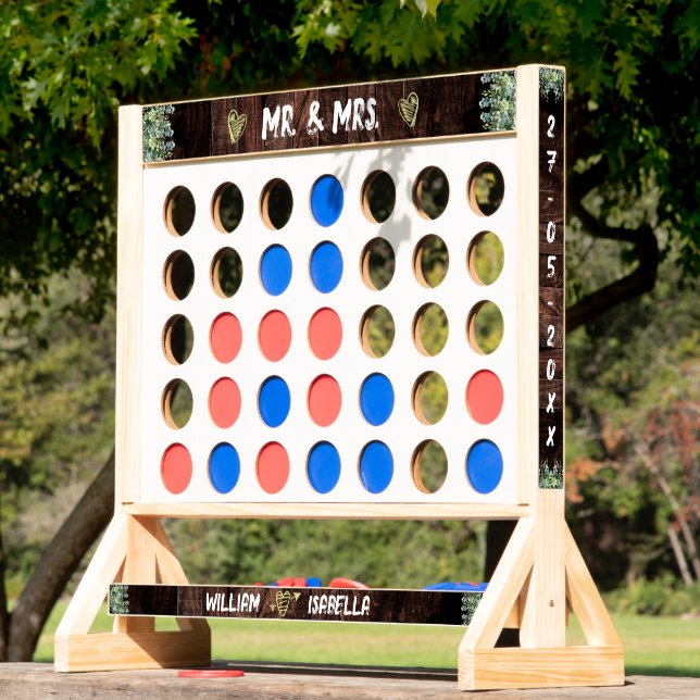 Rustic Wood Personalized Fun Outdoor Wedding Game  Fast Four (Lawn)