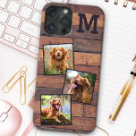 Rustic Wood Personalized Monogram 3 Photo iPhone 12 Pro Max Case<br><div class="desc">Now you can carry your best friend with you wherever you go with this custom dog pet photo iPhone 13 phone case . This 3 photo collage with design is trendy, rustic, cool and cute. Customize with your favorite photos and personalize with monogrammed initial. Perfect for family photos, pet dog,...</div>