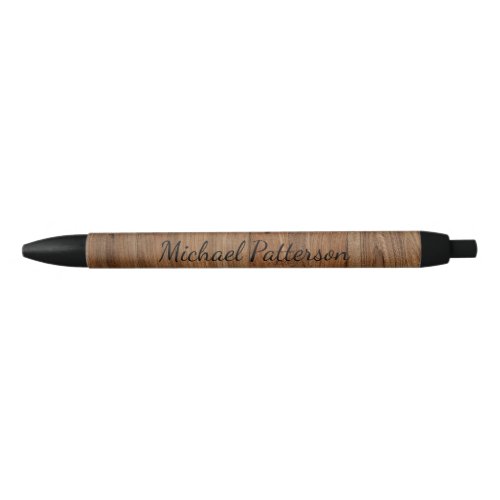 Rustic Wood Personalized Name Black Ink Pen