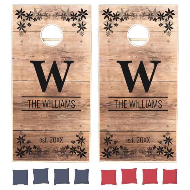 Rustic Wood Personalized Name Cornhole Set (Set)