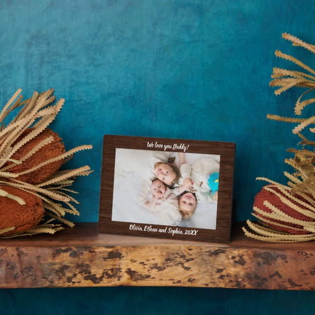 Rustic Wood Personalized Name Photo Plaque (Side)