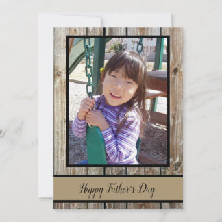 Rustic Wood Personalized Photo Happy Fathers Day Holiday Card