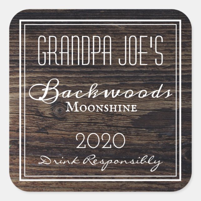 Rustic Wood Personalized Square Sticker (Front)